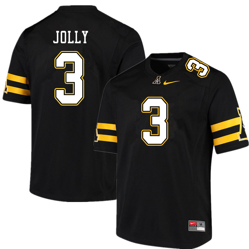 Men #3 Shaun Jolly Appalachian State Mountaineers College Football Jerseys Sale-Black - Click Image to Close